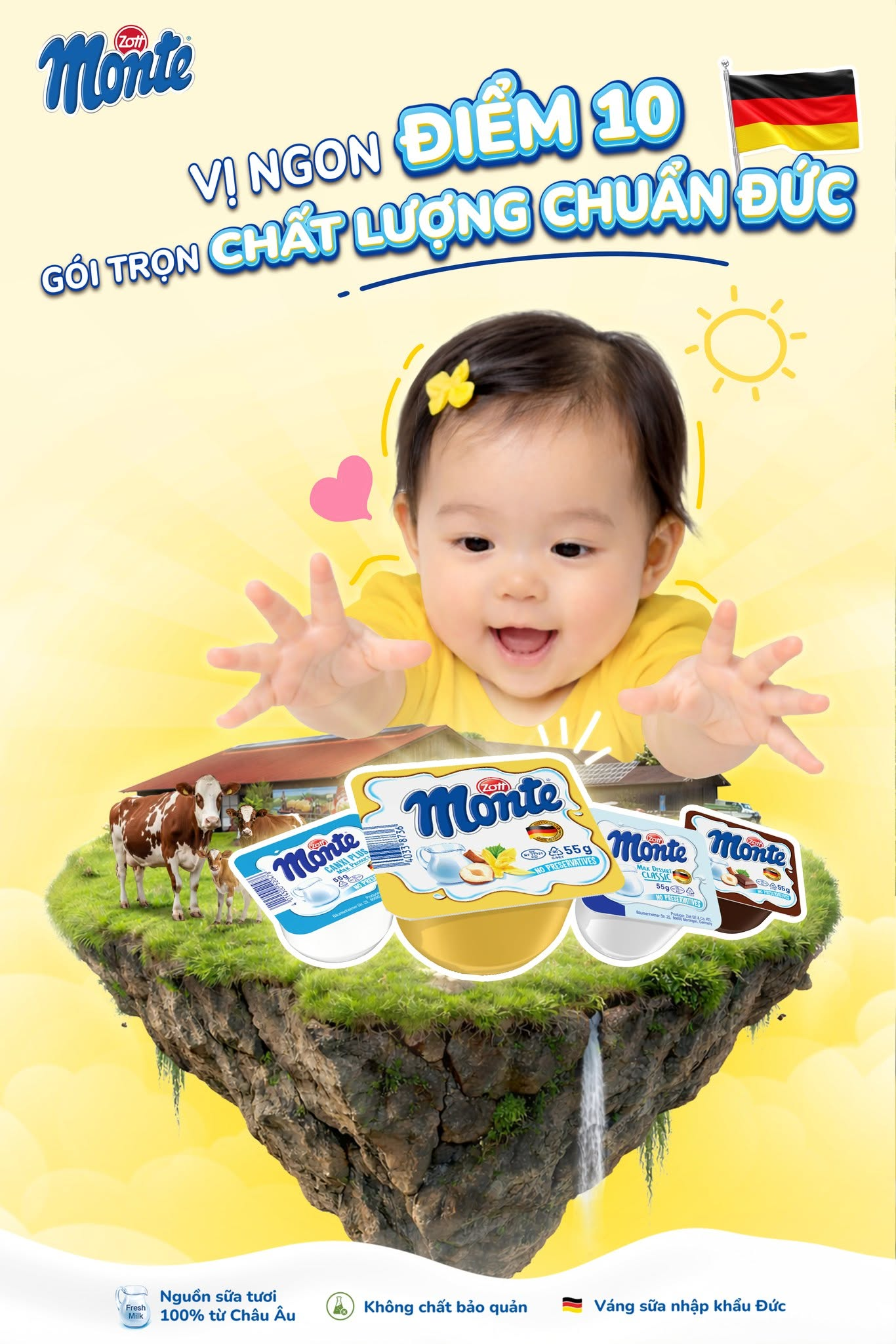 Zott Monte có 3 hương vị thơm ngon
